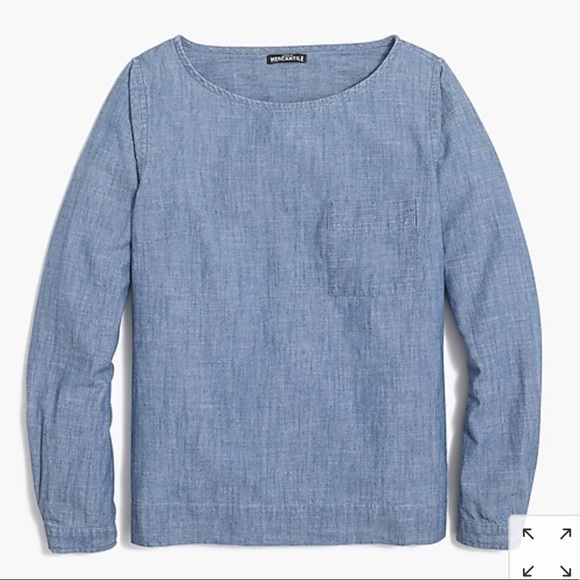 NWT J.Crew Chambray Popover with Pocket - Picture 1 of 5